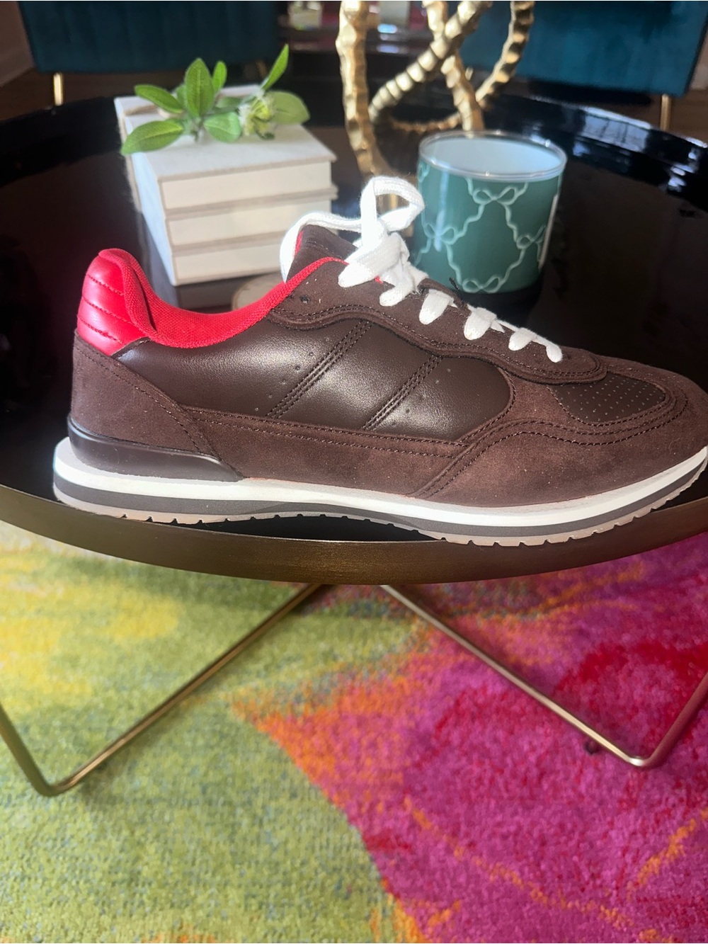Men's Casual Brown and Red Athletic Sneaker